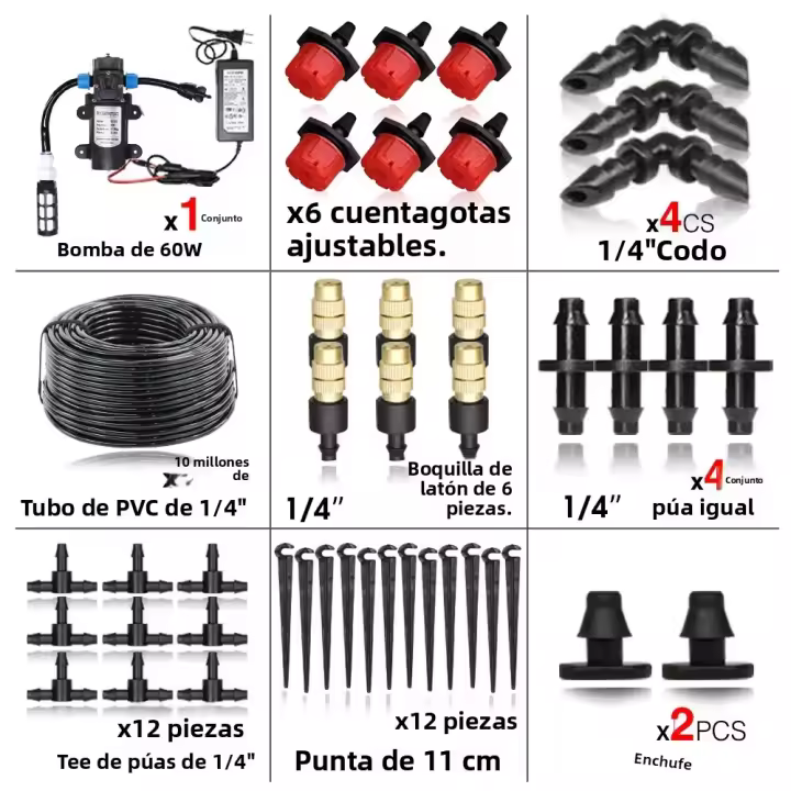Bomba De Agua De Brasa Ajustable 60W Auto-Primeriza Sistema De Riego Automático Para Jardín Y Estufa Misting Y Enfriamiento - 1