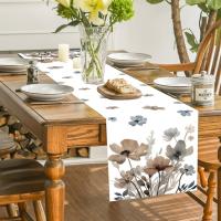 Corredor De Mesa Marrón Con Flores Decoración Rosa Para Comedor Hogar Banquete Bodas Fiestas Suministros Tela De Poliéster/Celulosa - details 1