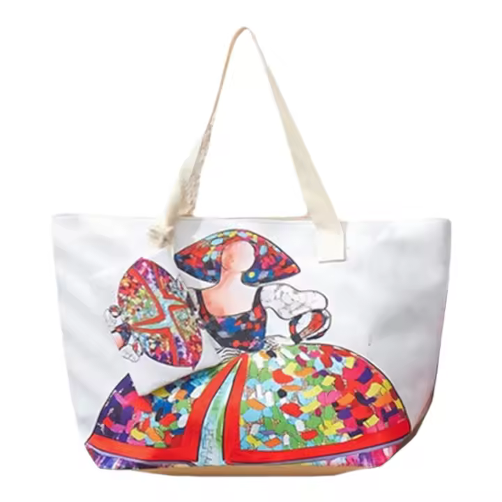 Bolso de playa plegable grande con cremallera con diseño de La Menina Bolso de hombro ligero y duradero con monedero incluido, ideal para compras, camping y viajes, diseño de hojas tropicales impreso, múltiples colores disponibles - 1