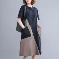 ZANZEA Vestido Corto De Verano Para Mujer Estilo Coreano Colorblock Patchwork Con Bolsillos Grandes Y Manga Corta Moda Casual Vacaciones - details 5