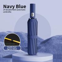 Paraguas Automático Grande 24 Huesos Resistente Al Viento Y UV Plegable En 3 Ribos Doble Para Viajes Para Hombres Y Mujeres Con Protección UVF Regalo - details 23