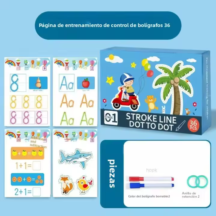 Juego De Libros De Tracció Magia Reutilizable Para Niños Con Bolígrafos Y Borrador Libros De Aprendizaje De Escritura Y Dibujo - 1