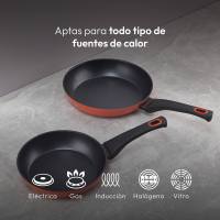 BERGNER Set de 2 sartenes Ø20Ø24cm en aluminio forjado rojo aptas para todo tipo de cocinas - details 3