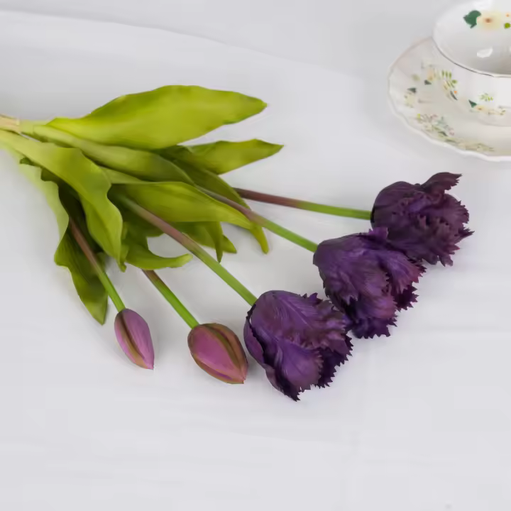 Nueva Parroquial Ola Tulipán De Silicona Flores Artificiales Suaves Y Cómodas Arreglo Floral Decoración Para Hogar Y Sala De Estar - 1