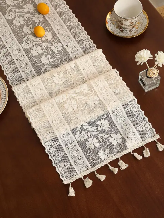 Bandera De Mesa Con Lazo De Seda Estilo Retro Americano De Pastoral Con Flor De Gloriosa En Tela De Poliéster Para El Hogar Y Hoteles - 1