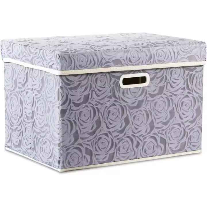 Cajas de almacenamiento plegables grandes con tapas [1 paquete] Organizador de cubos de almacenamiento de tela decorativa, gris 45 x 30 x 30 cm - 1
