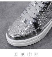 Zapatos Planos De Brillo Elegantes Y Moda Con Suela Gruesa Transpirables Ligeros Para Mujer Zapatos Deportivos Casuales Con Cierre De Lazo - details 2