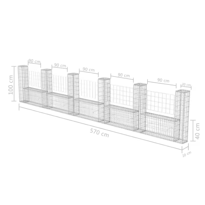 vidaXL Cesta U Muro Gaviones Jardinera Contenedor Malla Metálica Multitalla - 1
