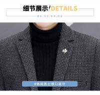 Chaqueta De Moda Para Hombres Estilo Coreano Ajustada Y Elegante Para Otoño Invierno Cierre Simple Traje Casual Grueso - details 4