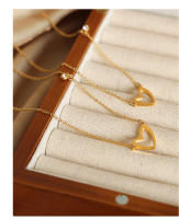 Encanto Joyería minimalista chapado en oro de acero inoxidable clásico Shell en forma de corazón collar de concha para mujer fiesta boda - details 7