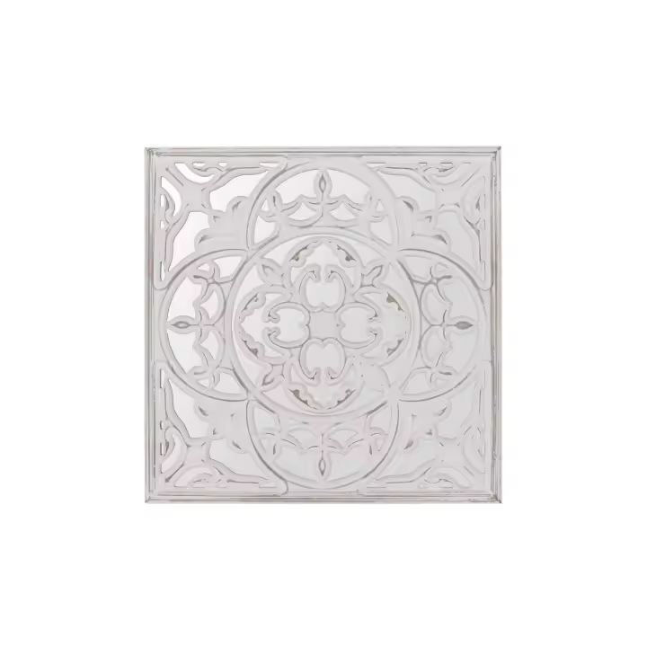 Adda Home Espejo de Pared Madera Tallada Blanca 40x2x40 Cm - Estilo y Personalidad - 1