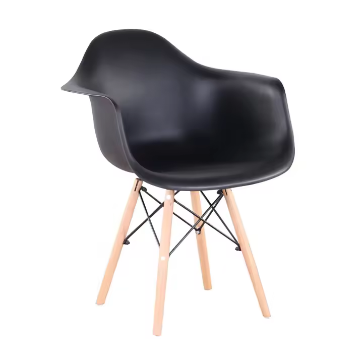 ORION91 Sillón HADAR Polipropileno Reposabrazos Color Negro🖤 y Patas en Madera Haya (62x45x80 cm) Comedor Oficina Salón Teletrabajo Cocina - SpazioLuzio - 1