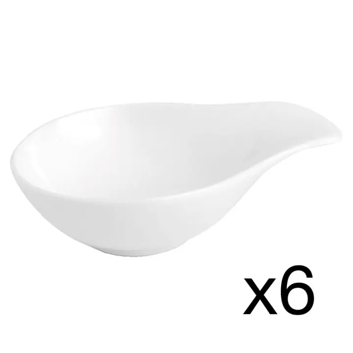 Quid Chef - Set 6 Boles Porcelana Blanco Brillo - Resistente Al Uso Diario - Apto Microondas y Lavavajillas - 1