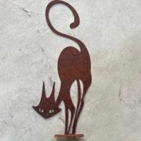 1pc Adorno De Jardín De Hierro Fundido Serie Rusticidad Gato De Halloween Valla Para Exterior Arte De Jardín Ornamento De Puerta - details 1