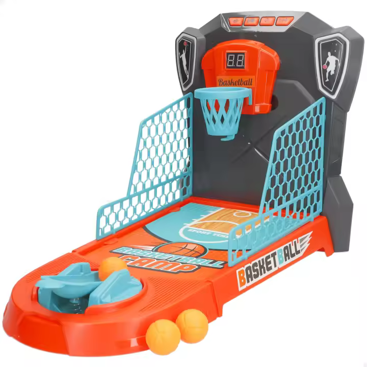COLORBABY - Mini canasta baloncesto infantil, juego de mesa, basket electrónico, con marcador y lanzador, 3 niveles, control de tiempo, incluye 3 pelotas, juego de puntería - 1