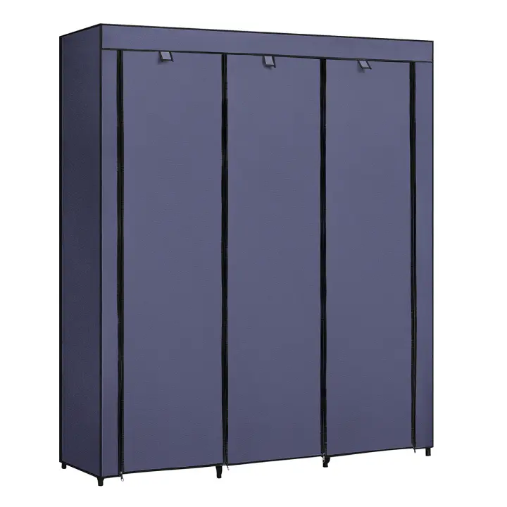 SONGMICS Armario de Tela, Armario Portátil con Barra Colgante, Perchero Plegable, para Vestuario, Dormitorio, Cuarto de Estudio, 45 x 150 x 175 cm, Azul Oscuro - 1