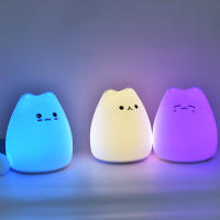 Lámpara Nocturna De Gato Colorido En Silicona Para Niños Decoración Creativa Para El Escritorio Del Dormitorio Luz De Toque Con Sensor Regalo Festivo - details 1