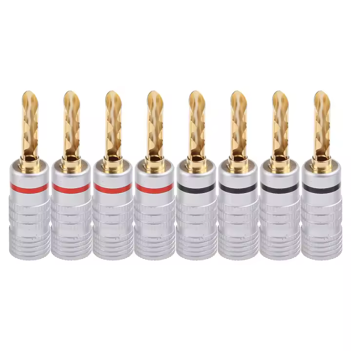 8 Unids Chapado En Oro de Cobre BFA 4mm Banana Plug Cable Adaptador Conectores Altavoz - 1