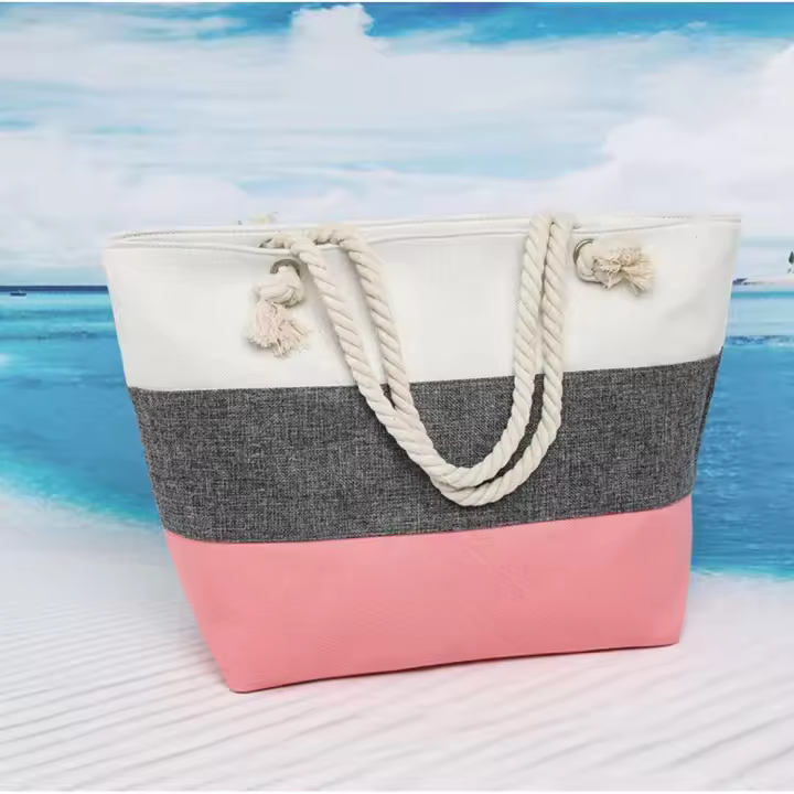 EILV - Bolso de Playa Mujer Grande con Cremallera, Bolsa de Verano Estilo Bohemio, Multicolor, Asas de Cuerda, Alta Capacidad - 1