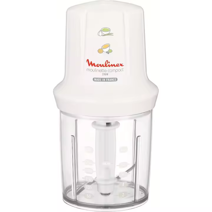 Moulinex Multimoulinette Compact DJ300110 Picadora, 0.25 l de Capacidad, Sistema de Seguridad Integrado, 270 W, Plastico, Blanco - 1