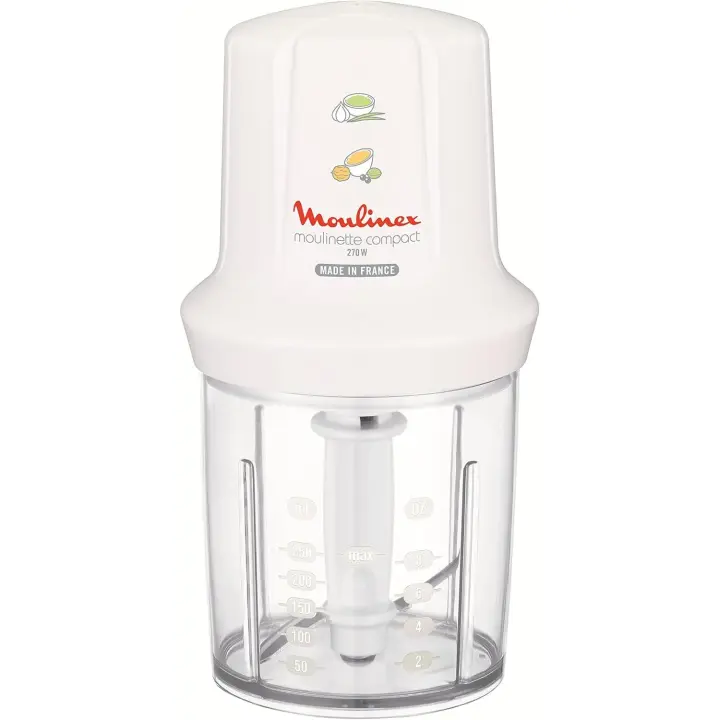 Moulinex Multimoulinette Compact DJ300110 Picadora, 0.25 l de Capacidad, Sistema de Seguridad Integrado, 270 W, Plastico, Blanco - 1