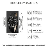 Set De Reloj De Cuero Para Parejas MSCXDK 2PCS Reloj De Pulsera De Cuarzo Para Mujer Estilo Casual Y Moda Dial Simple Montre Femme - details 1