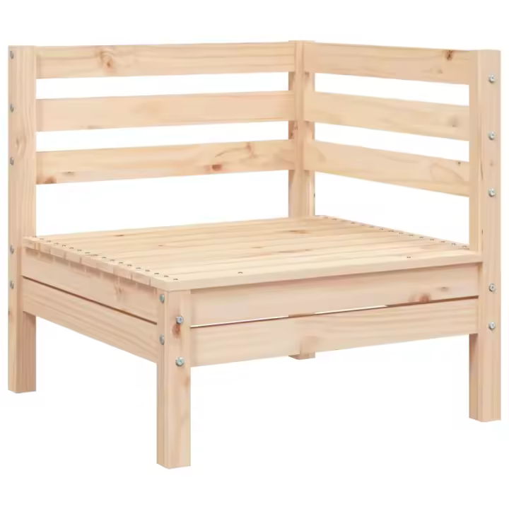 vidaXL Sofá de esquina de jardín madera maciza de pino Pino natural, Marrón cera, Douglas natural Conjunto Terraza Muebles Jardín Exterior Juego de Muebles de jardín Mueble Jardín Exterior Muebles de Salon Exterior - 1