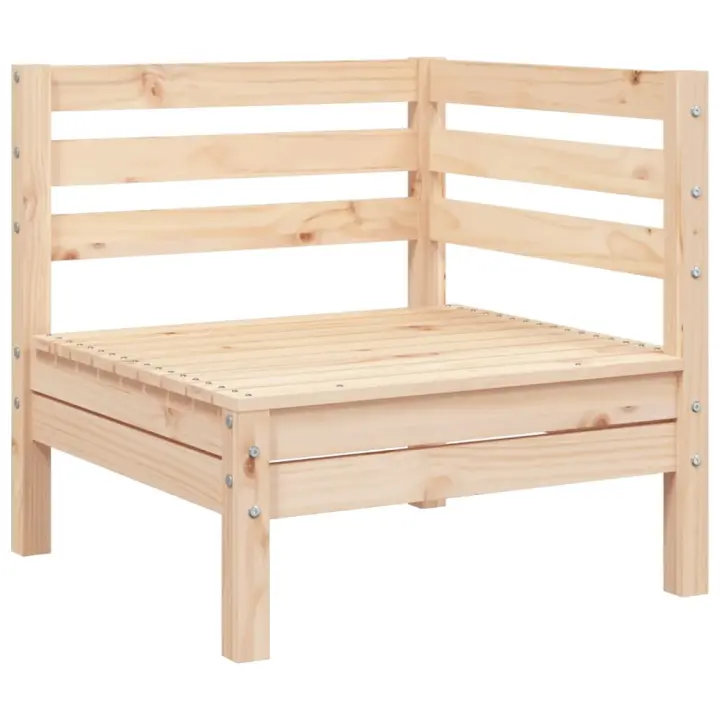 vidaXL Sofá de esquina de jardín madera maciza de pino Pino natural, Marrón cera, Douglas natural Conjunto Terraza Muebles Jardín Exterior Juego de Muebles de jardín Mueble Jardín Exterior Muebles de Salon Exterior - 1