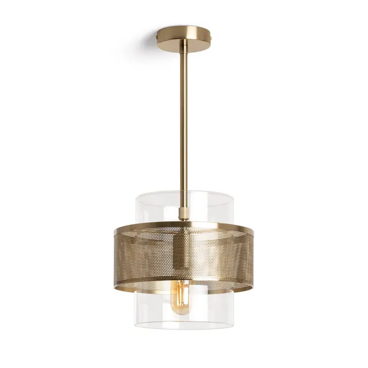 Ledkia Lámpara de Techo Metal y Cristal Jaelyn Dorado - 1