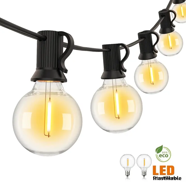 Luces De Garland G40 Para Exteriores Resistentes Al Choque Y Impermeables Bombillas LED De Plástico Vintage Conectables Decoración Para Patio Y Jardín Cadena De Luz - 1