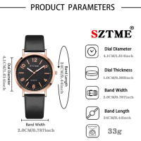 Reloj De Pulsera De Cuero Para Mujer SZTME Versión Coreana Con Escala Digital Luz Nocturna Estilo Fashion Y Casual - details 3