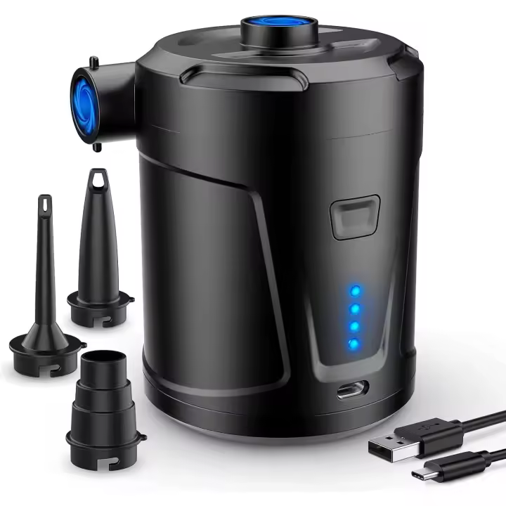 Bomba de Aire Eléctrica, 5200 mAh Bathería Recargable, para Piscina Infantil, Mini Bomba de Aire Eléctrica with 3 Boquillas de Aire, Inflador rápido para Bote Inflable/Colchón de Aire - 1