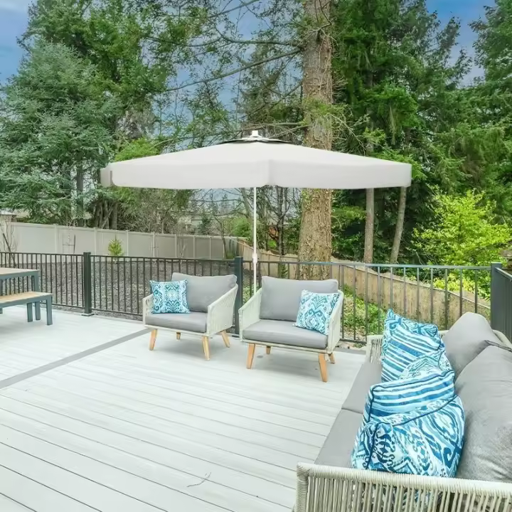 Sombrilla Aluminio D300 cm Polyester Blanca Jardín Marbueno - 1