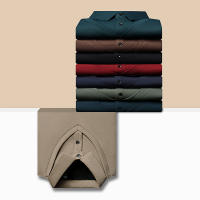Camisa Polo Casual Para Hombres De Color Sólido Con Bloqueado Cómodo Para Todas Las Estaciones Versátil Top Antigüedad Doble - details 2