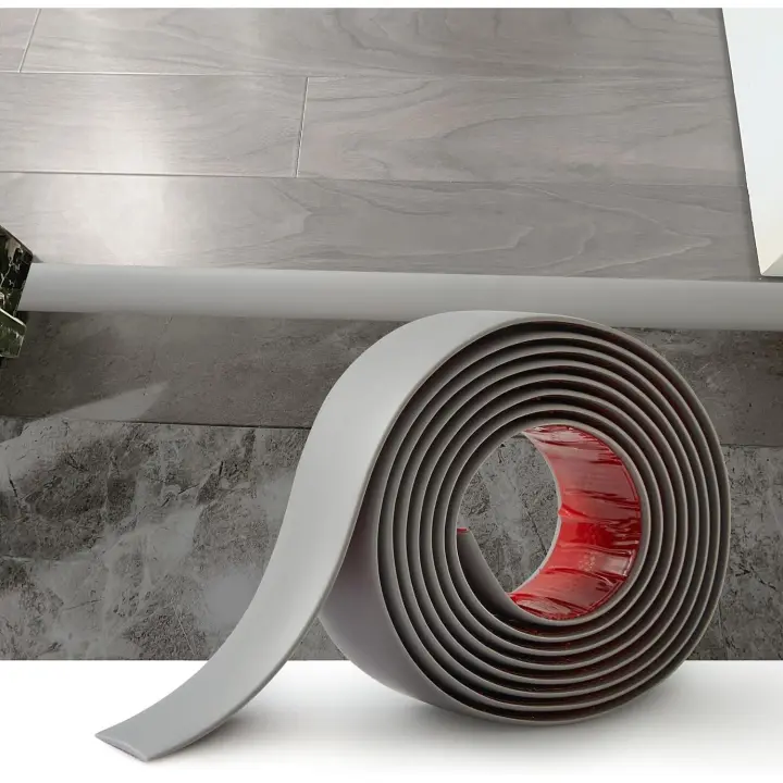1M Tira de Transición de Piso PVC Tira de Umbral Autoadhesivo Perfil De Transición Tira Borde Suelo Tiras de Cubierta de Piso para Eliminar Juntas Tarima, 5cm Gris - 1