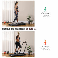 SPORTNOW 2 en 1 Cinta de Correr Plegable Cinta de Andar Velocidad 12 km/h Superficie de Carrera 36x105 cm Control Remoto Pantalla LED y Ruedas para Fitness en Casa 135x65x106 cm Negro - details 4