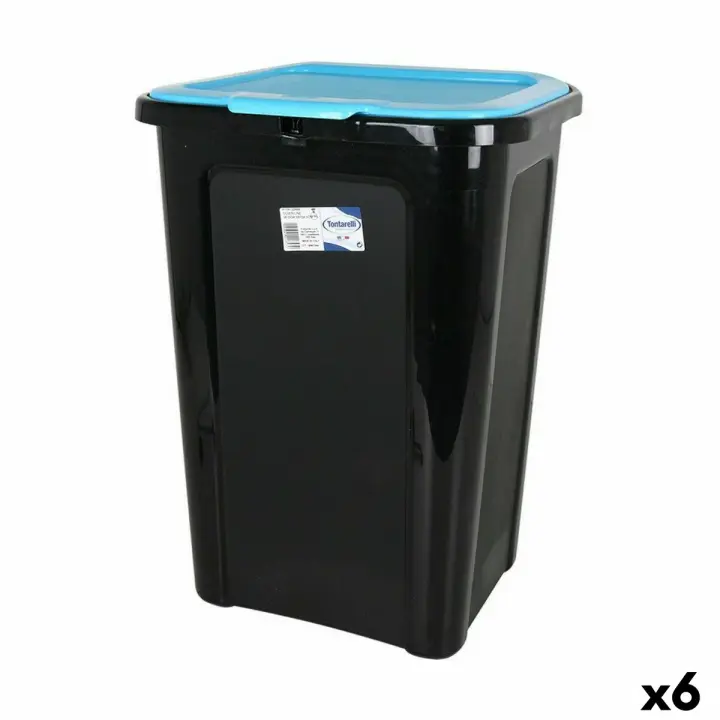 Cubo para la Basura Tontarelli Coverline Azul 44 L Negro 38,5 x 34,5 x 54,5 cm (6 Unidades) - 1