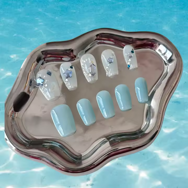 Juego de 20 Uds de uñas postizas , multi cambio modelos  diferente manera estilo y diamantes de imitación brillantes, para mujeres y niñas - 1
