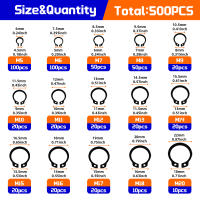 Kit De 250/500 Piezas De Clips De Anillo Negro De Acero Inoxidable M5 a M20 Retenedor De Rodamiento Para Eje 65mn Circlip Externo Tipo C - details 1