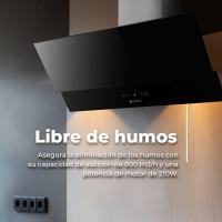 EVVO Campana Extractora CE47 90 cm Ancho Decorativa, Potencia 800 m³/h,Táctil y Gestual, Filtros de aluminio y Carbón - details 0