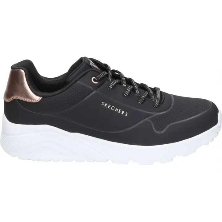 SKECHERS | Zapatillas Skechers Uno Lite para Mujer – Deportivas en Color Negro con Detalles – Sneakers con Cierre de Cordones – Estilo Casual – Cómodas y Versátiles – Combinables – Modelo 310384L-BLK - 1