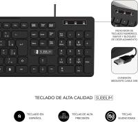 Subblim Business Slim Silencioso, Distribución de Teclado Español (QWERTY), Plug & Play a través de USB, Diseño Plano, Tecleo Silencioso, Negro - details 0