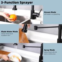 Grifo extraíble con cuerpo de acero inoxidable 304, manguera retráctil, modo caño múltiple, absorción magnética, revestimiento antihuellas, cartucho cerámico, sistema de filtración, base giratoria 360°, cocina, baño, doméstico - details 2