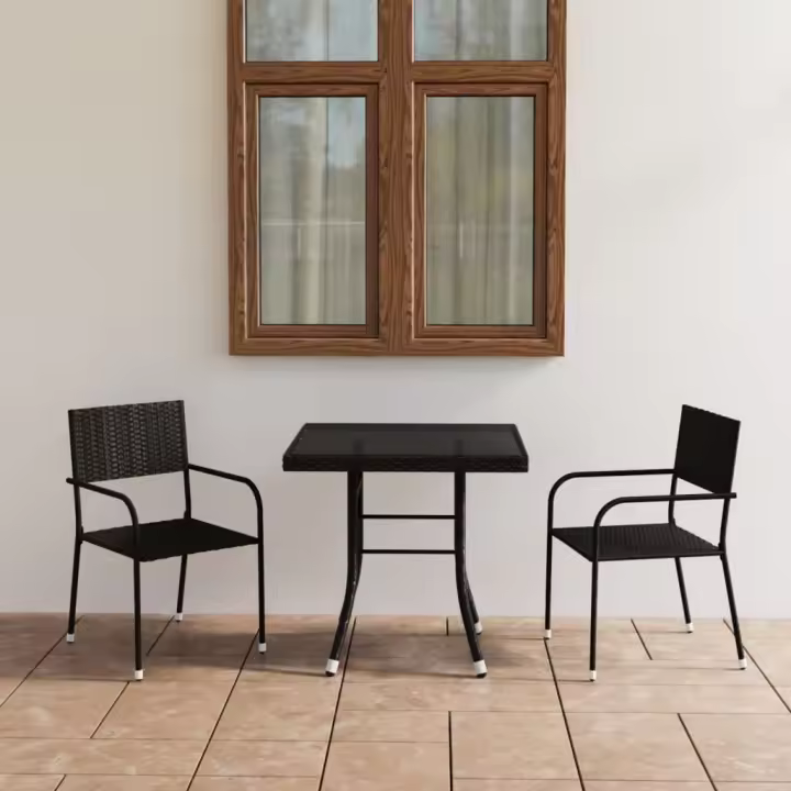 vidaXL Juego de comedor para jardín 3 piezas ratán sintético en color Negro/Antracita - 1