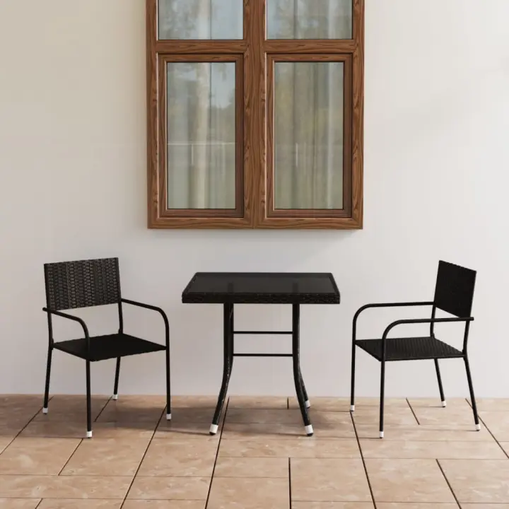 vidaXL Juego de comedor para jardín 3 piezas ratán sintético en color Negro/Antracita - 1
