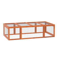 PawHut Conejera Exterior de Madera 180x90x48 cm Jaulas para Conejos Grande Casa para Animales Pequeños con 3 Puertas y Alambre de Metal Natural - details 0