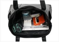 Bolsos de mano para mujer, bolsos sencillos de piel sintética con asa superior, bolsos de mano para el trabajo, la escuela, las compras, con cremallera y bolsillo interior (negro) - details 3