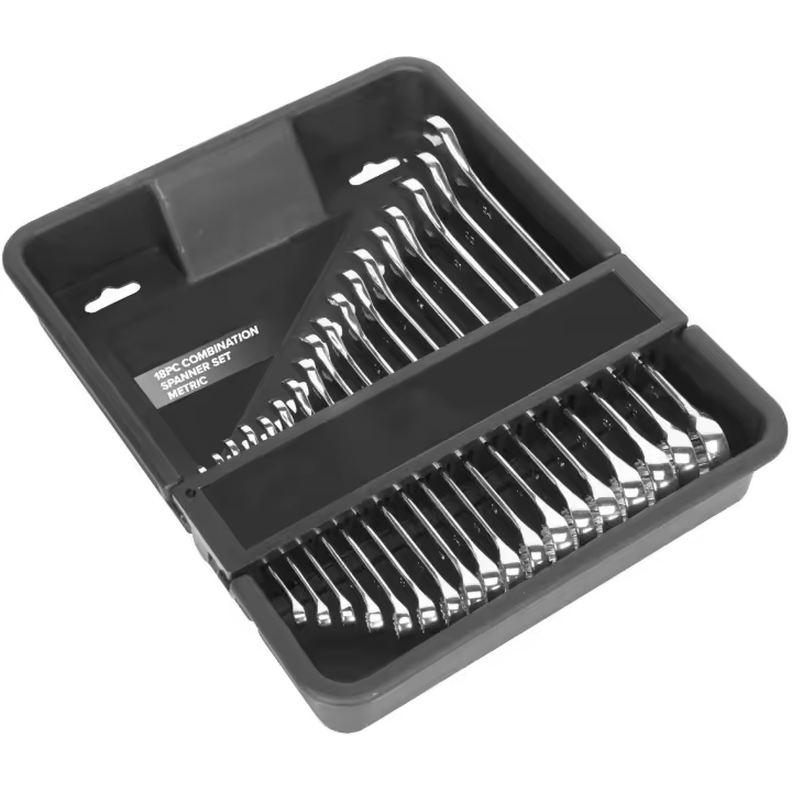 JOMAFA - Juego de llaves combinadas 6 a 22mm y 24mm, chrome vanadium con estuche organizador, 18 piezas - 5160 - 1