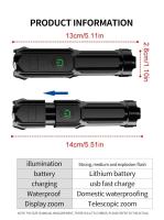 Lámpara De Mano LED De Alta Potencia Para Auto-Defensa Recargable Por USB Fuente De Luz Potente Para Protección Personal - details 6
