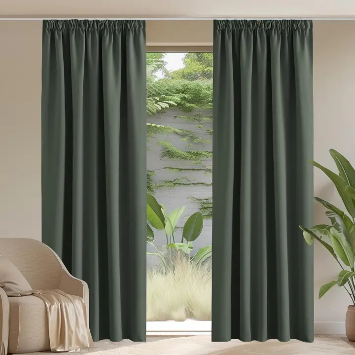 Cortinas Termicas Aislantes Frio y Calor, Cortinas Opacas para Salon Modernas para Riel Dormitorio 2 Piezas Blackout, 140x200 CM, Gris Claro - 1
